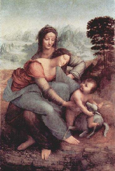 LEONARDO da Vinci Hl. Anna, Maria, Christuskind mit Lamm